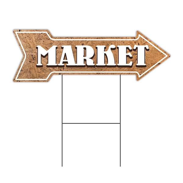 Signmission Market Arrow Yard Sign Funny Home Decor 36in Wide C-ARROW12-999752 - main
